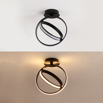 Nicole Modern Minimalist Aluminum Ring Integrated LED Semi Flush Mount - JONATHAN Y